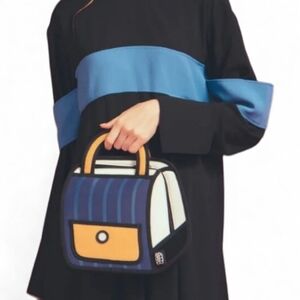 JUMP FROM PAPER 2D 3D Graphic Cartoon Handbag Crossbody Blue Yellow Black White
